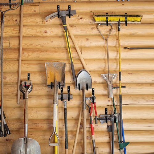 KURUI Heavy Duty Garage Hooks - 6 Pack Storage Hooks for Tools & Cords | Black Wall Mount Utility Hooks