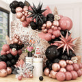 Regine Switzerland Dusty Pink & Black Balloon Arch - Blush Pink Garland with Rose Gold Star Foil Balloons for Valentine's Day & Weddings