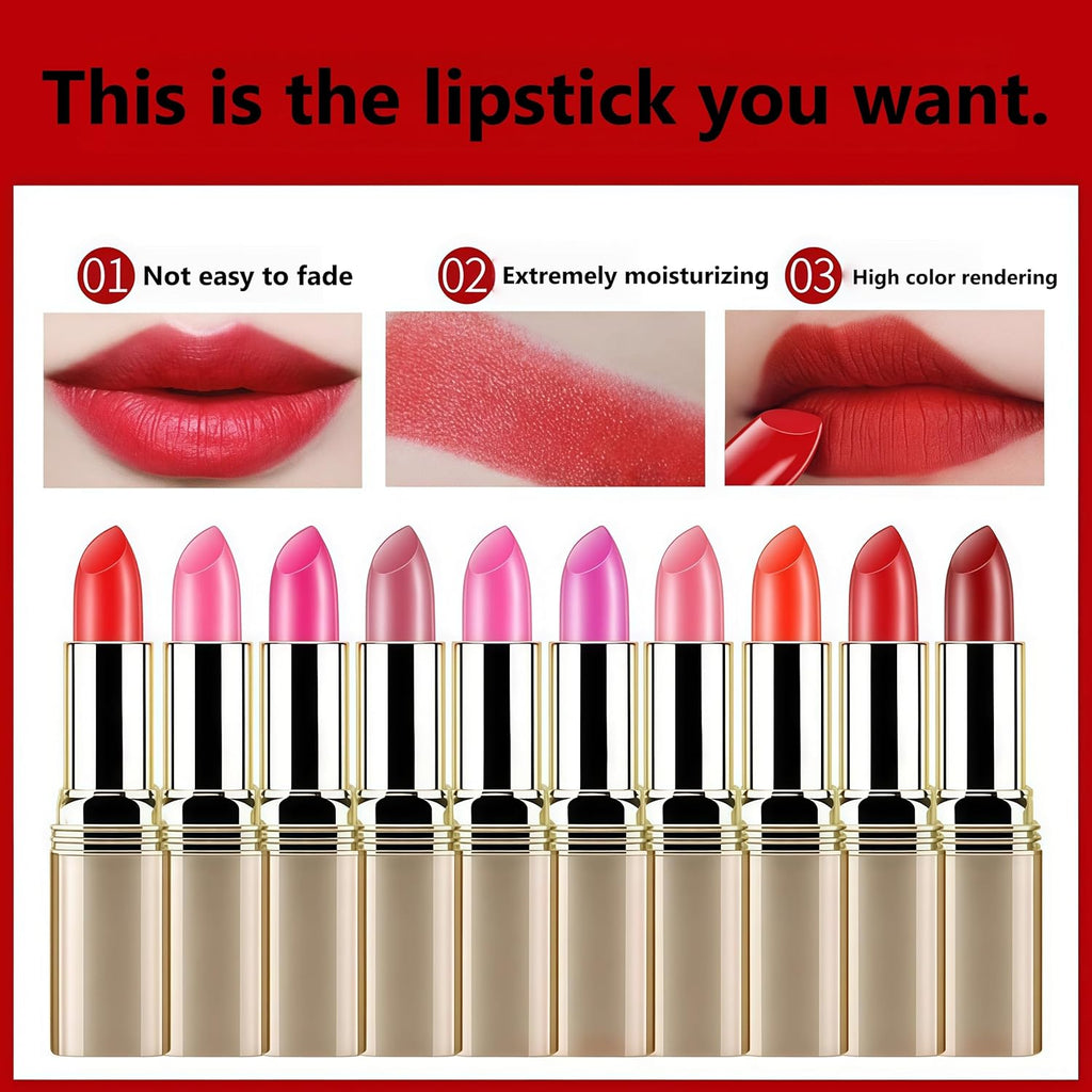 Alobon Long-Lasting Deep Red Lipstick - Moisturizing Formula for Vibrant Color (10* Aunt Color)