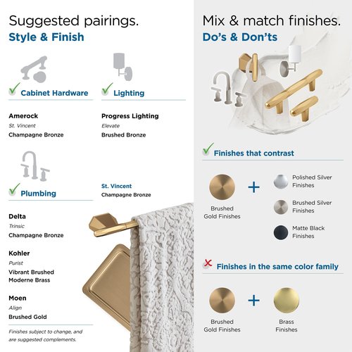 Amerock BH36040CZ | Champagne Bronze Single Robe Hook | 3-7/16 in. (87 mm) Length Towel Holder | St. Vincent | Towel Hook for Bathroom | Bathroom Hardware | Bath Accessories