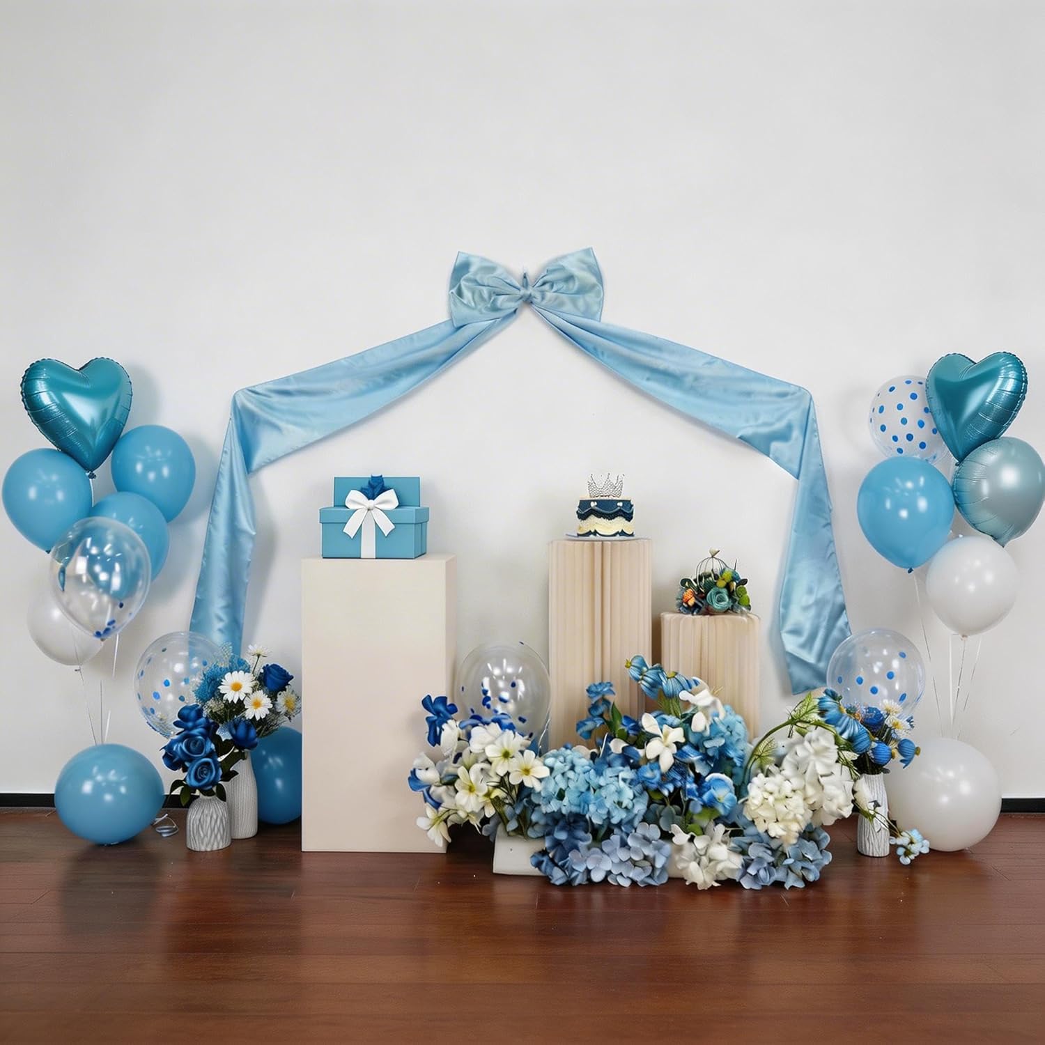 Skiennix Extra Long Satin Blue Bow - Elegant Wall Decor for Coquette Room | 70x20 Inch for Special Occasions