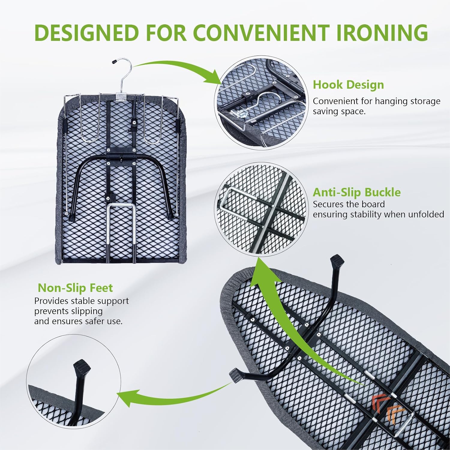 Skiennix Foldable Ironing Board - Portable Mini Design with Heat-Resistant Cover | 31"x12", Black