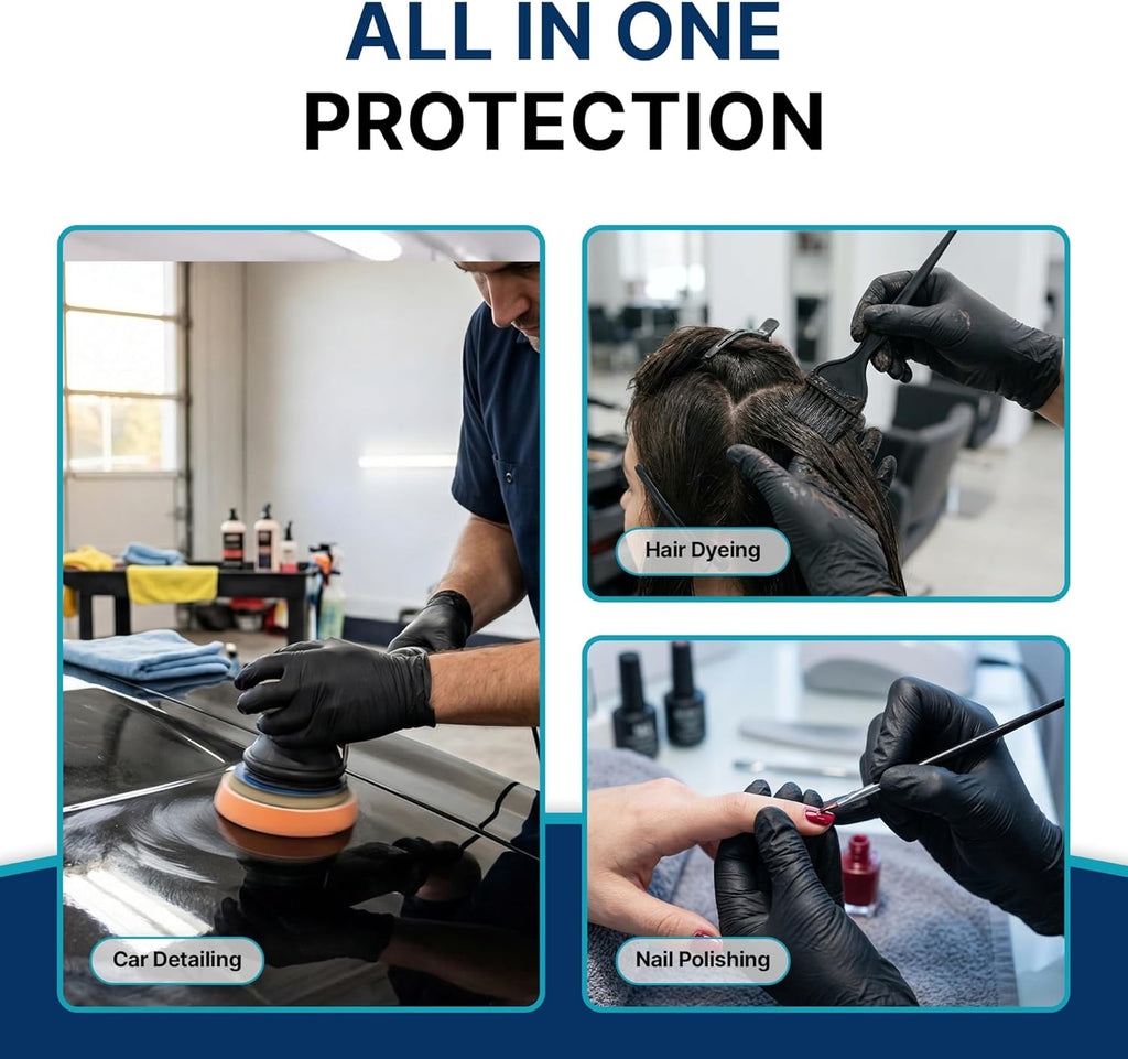 Schneider Nitrile Exam Gloves - 4 Mil Black Disposable, Latex-Free & Powder-Free | Food Safe for Cooking & Prep