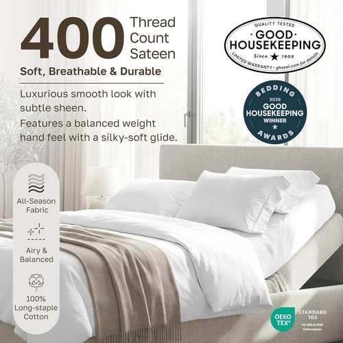 California Design Den Split King Bed Sheets Set - 100% Cotton, 400 Thread Count, Smooth Sateen Finish, Deep Pockets, Seafoam