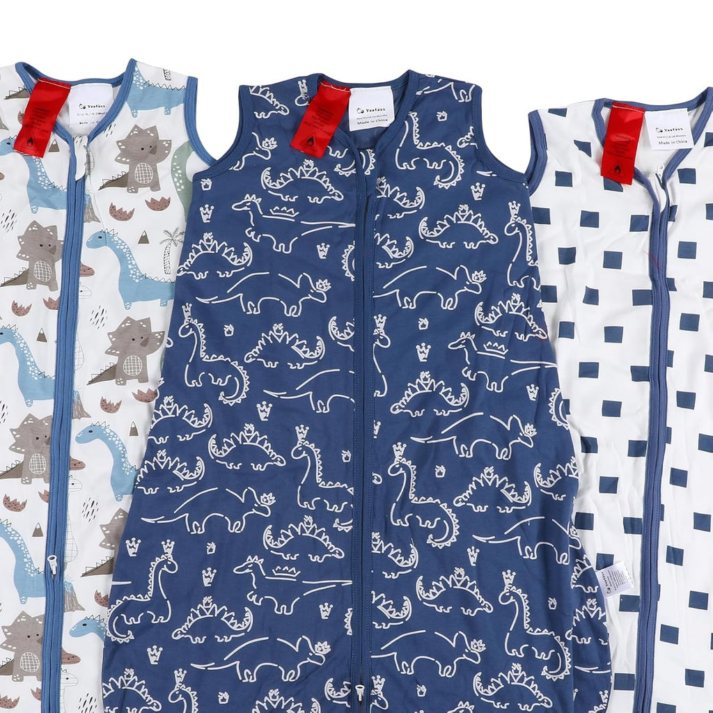 Yoofoss Baby Sleep Sack - 100% Organic Cotton Wearable Blanket | 2-Way Zipper, 0.5 TOG, 3 Pack (18-24 Months)
