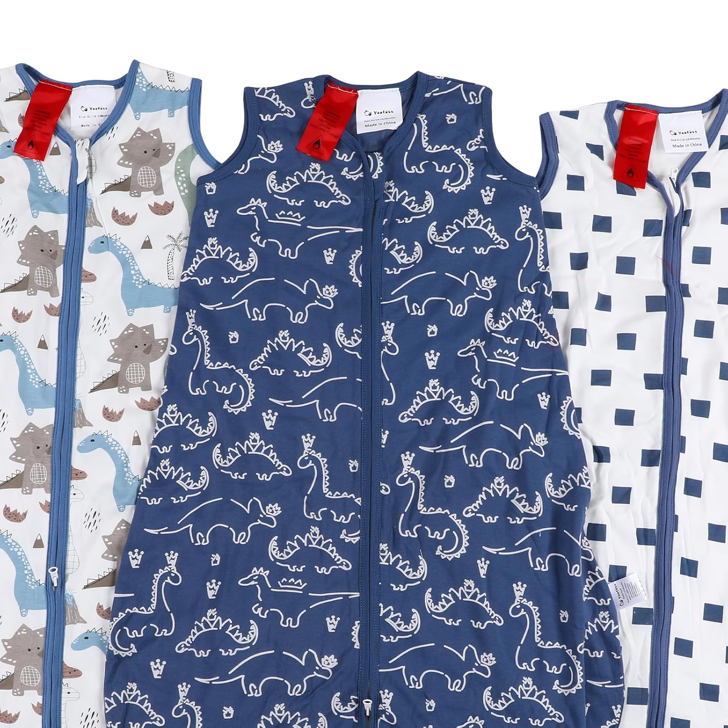 Yoofoss Baby Sleep Sack - 100% Organic Cotton Wearable Blanket | 2-Way Zipper, 0.5 TOG, 3 Pack (18-24 Months)