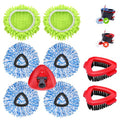6 Pack Spin Mop Replacements Head Compatible for Oceda RinseClean 2-Tank System,Microfiber Spin Mop Refills Head,2 Mop Scrub Brush + 1 Mop Base + 6 Pack Cleaning Floor Mop Head