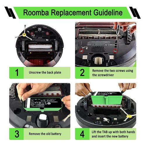 3300mAh 48Wh 1800LI Replacement Li-ion Battery Compatible with iRobot Roomba 531 532 535 550 552 560 570 595 614 620 640 652 660 670 680 760 761 780 790 801 860 880 890 960 966 980 4376392 14.4V