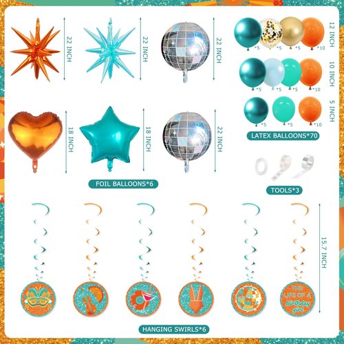 133 Pcs Life of A Birthday Girl Party Decorations, Birthday Decorations for Girls Included Swirls, Banner, Cake Topper, Balloons, Tablecloth, Backdrop, Rain Curtain for Party Supplies