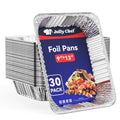 JOLLY CHEF 9x13 Aluminum Foil Pans - 30 Pack Disposable Deep Steam Pans for Roasting & Baking