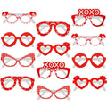KatchOn, Red Heart Glasses - Pack of 12 | Valentines Glasses for Valentines Day Decorations | Valentines Photo Props for Valentines Decor | 6 Designs Heart Shaped Glasses | Galentines Day Decorations