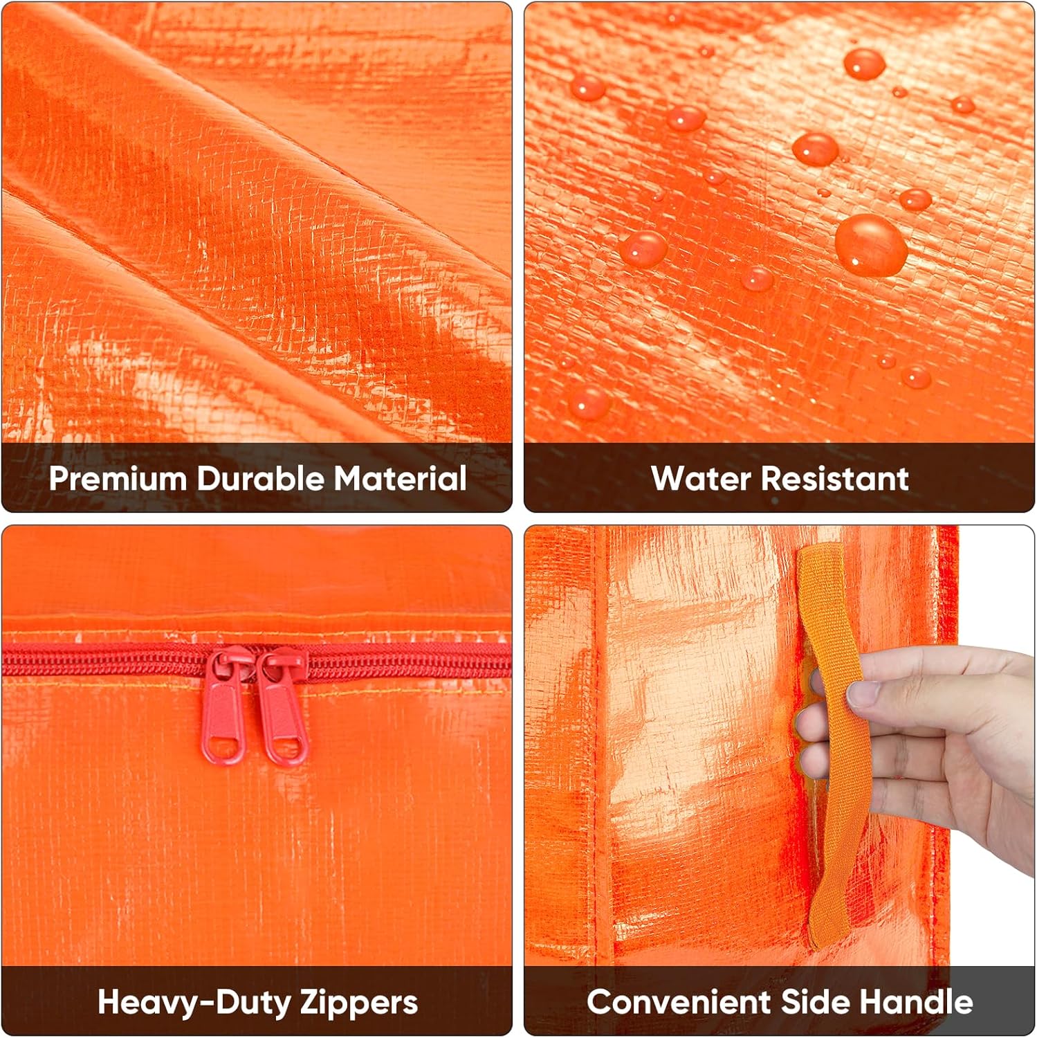 BALEINE 8-Pack Oversized Moving Bags - Heavy-Duty Storage Totes with Reinforced Handles | Orange