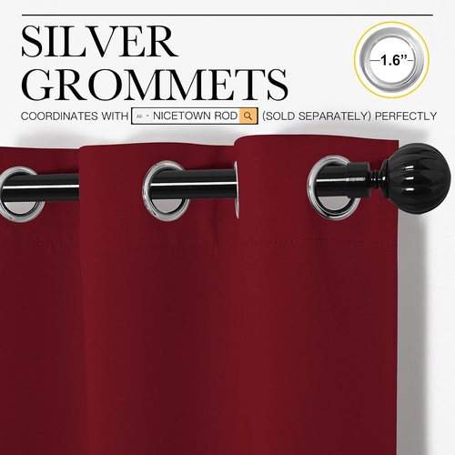 NICETOWN Burgundy Blackout Curtains - Thermal Insulated Grommet Drapes for Living Room | 55 x 86 Inches (1 Pair)