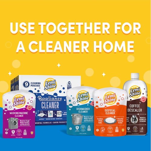Lemi Shine Appliance Cleaner & Deodorizer - Dishwasher, Washing Machine, and Garbage Disposal Citric Acid Cleaner - 22.5 oz (9 Pack)