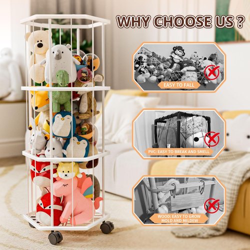 ksdenuov Extra Large Metal Stuffed Animal Storage, Organizer & Holder | Teddy Bear & Toy Storage for Playroom, Bedroom, Toddler Room | Space-Saving Plush Gift