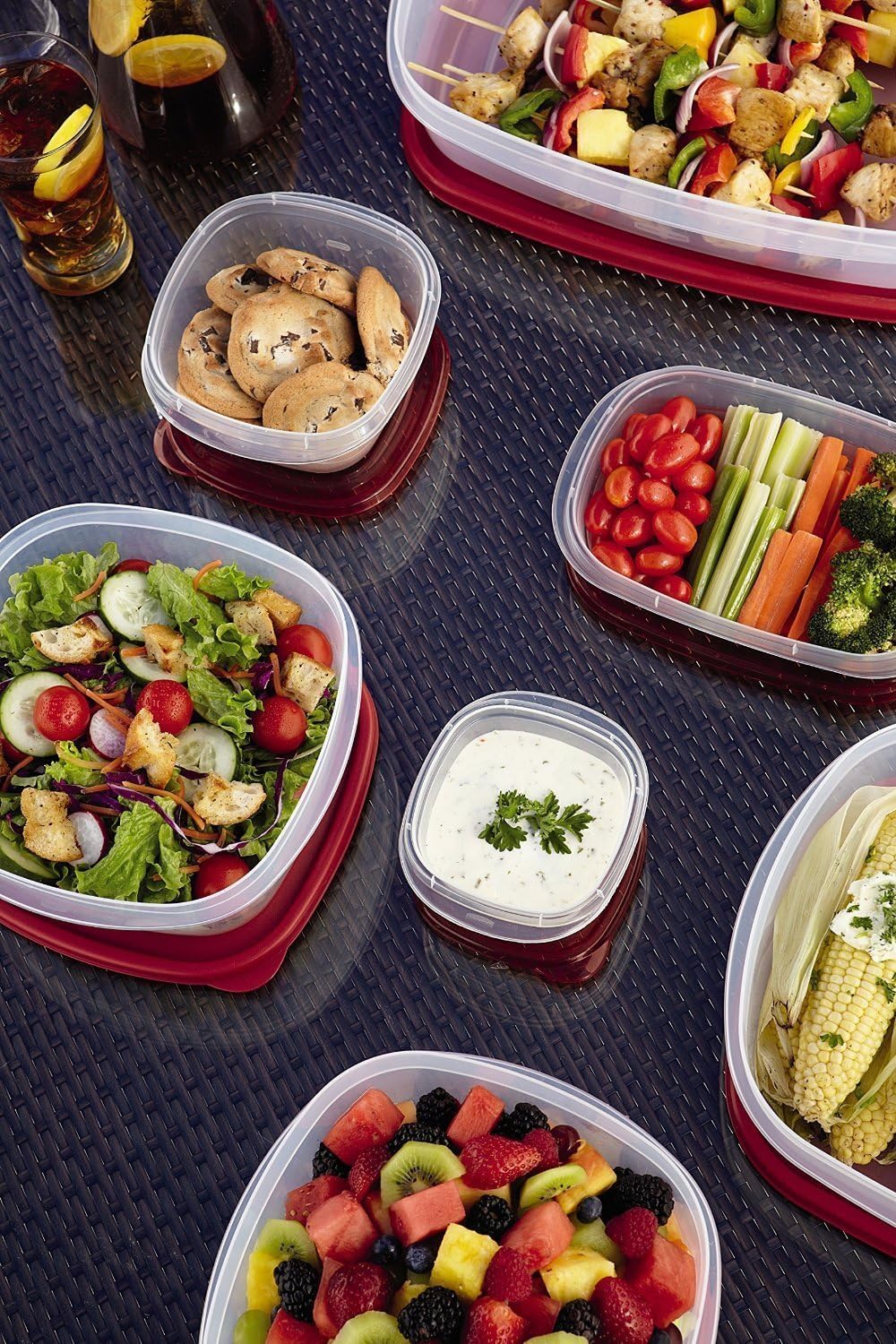 Rubbermaid Easy Find Lids | 42-Piece Food Storage Container Set in Racer Red - Organized & Convenient