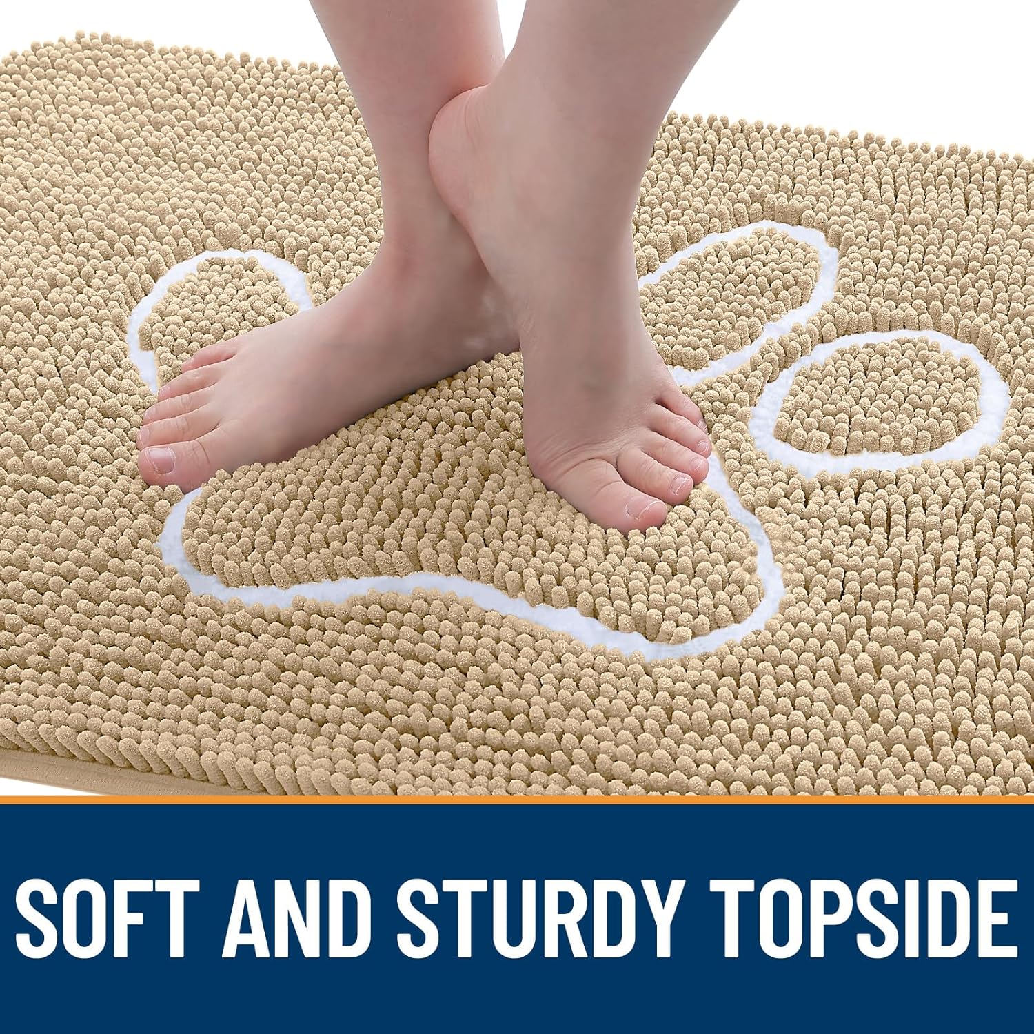 OLANLY Dog Door Mat - Absorbent Non-Slip Mud Mat for Muddy Paws | 70x35 Beige Chenille Design