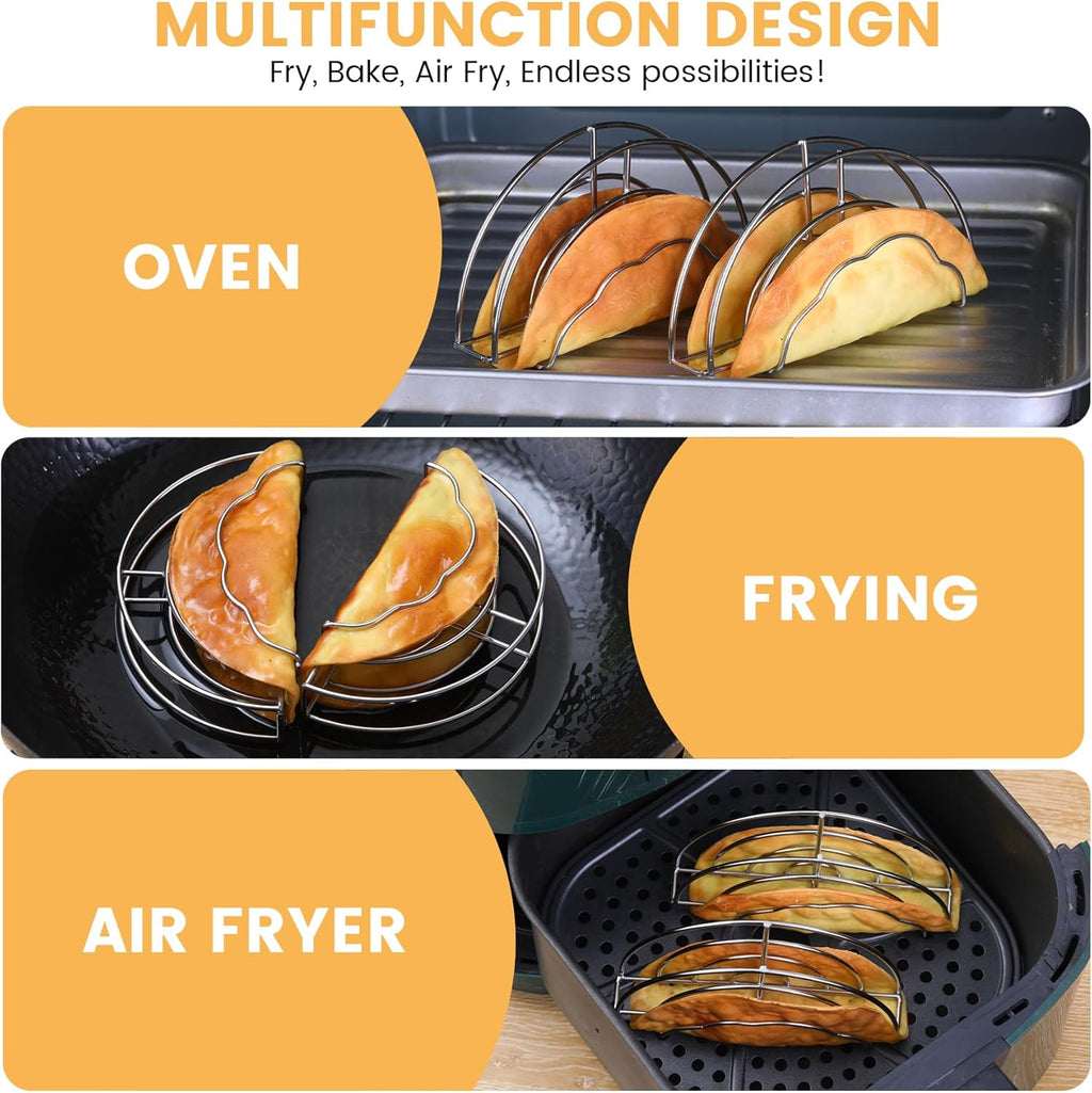 Skiennix Taco Shell Stand Mold - Stainless Steel Holder for Crispy Flat-Bottom Tacos | Ideal for Baking & Frying