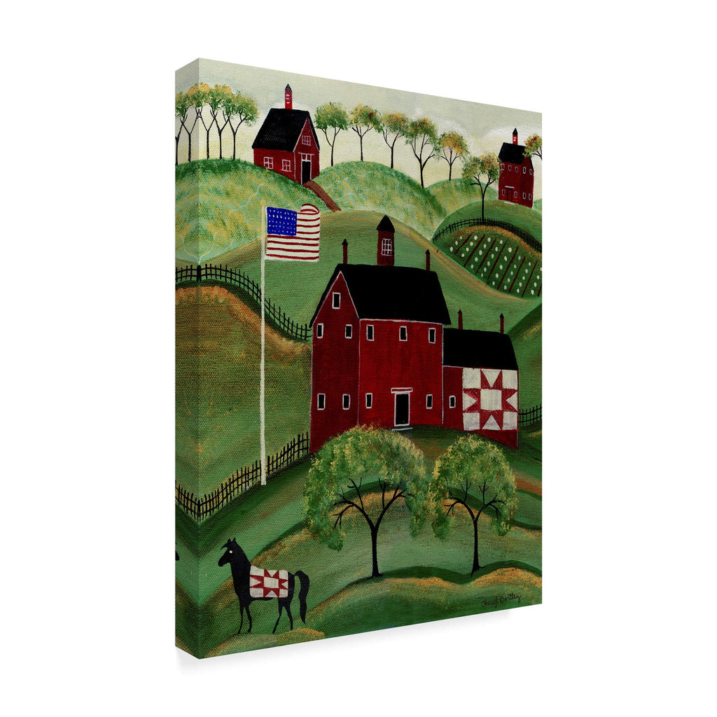 Trademark Fine Art American Red Quilt House by Cheryl Bartley, 14x19-Inch