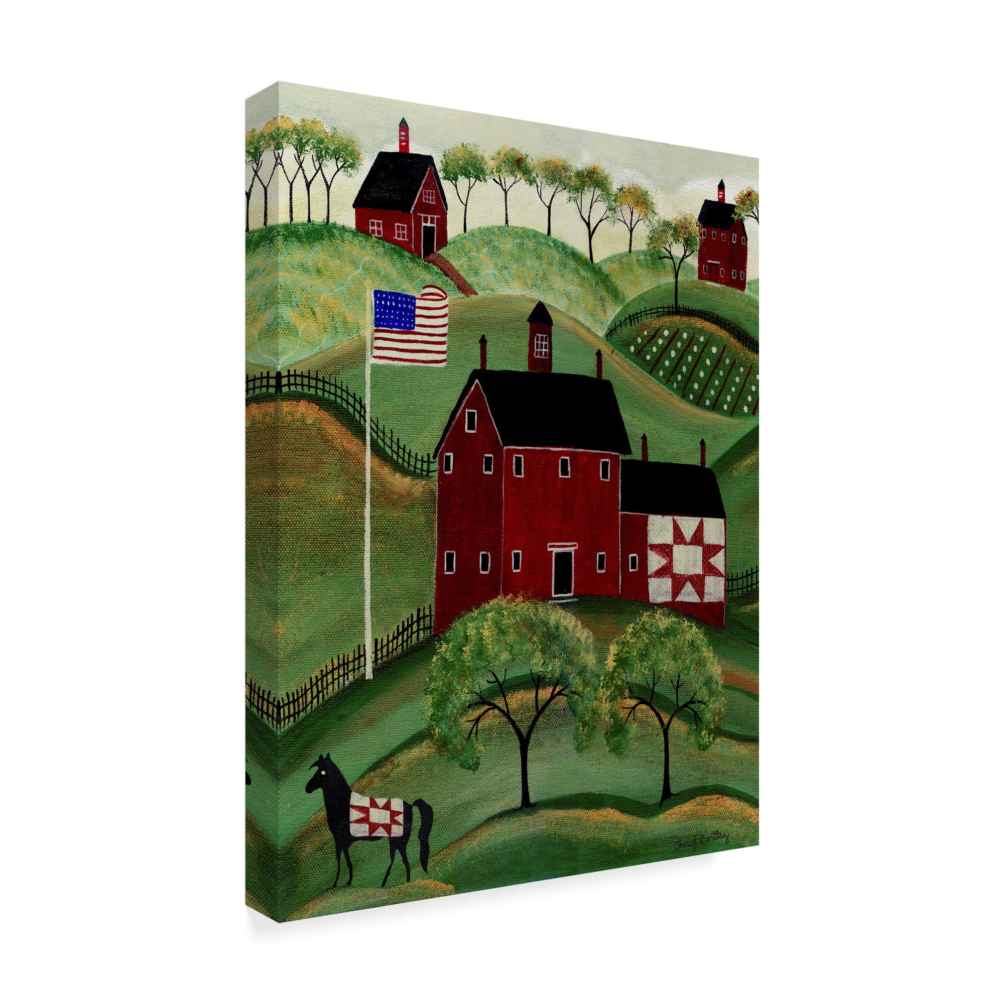 Trademark Fine Art American Red Quilt House by Cheryl Bartley, 14x19-Inch