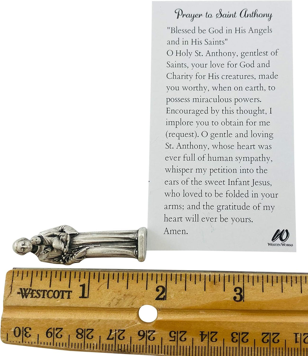 Westman Works St. Anthony Prayer Kit - Patron Saint of Lost Causes with Pocket Statue & Holy Card