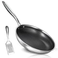 USELUCK 10 Inch Nonstick Frying Pan, Stainless Steel Skillet with Honeycomb Surface, Induction Compatible, Oven & Dishwasher Safe, PFAS-Free Cookware