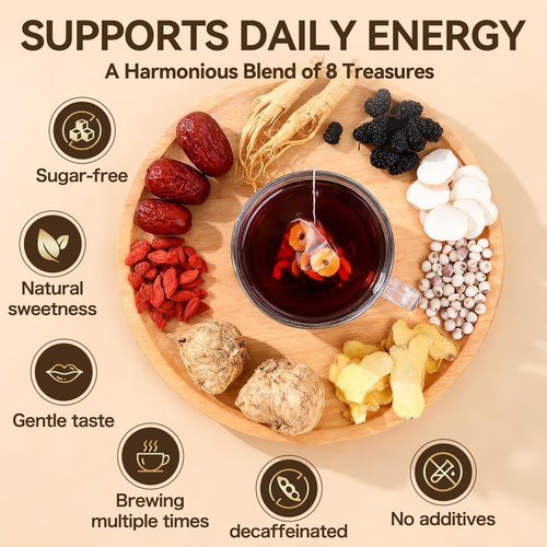 Kidney Tea Formula Ginseng Six Treasure Tea, Kidney Cleanse Detox & Repair with 8 Precious Ingredients for Men and Women, Traditional Plant Root Blend - Supports Daily Vitality (1 Pack/25 Bags)