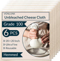 Skiennix 6-Pack Beige Cheesecloth - 20x20 Inch Reusable Unbleached Cotton Strainer for Cooking & Baking