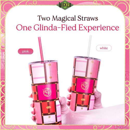 Dragon Glassware x WICKED Vacuum Insulated Tumbler with Lid and Straw - 24 oz Tumbler Cup with 2 Straws - Stainless Steel Tumbler with Straw for Water, Iced Tea - Wicked Glinda Tumbler