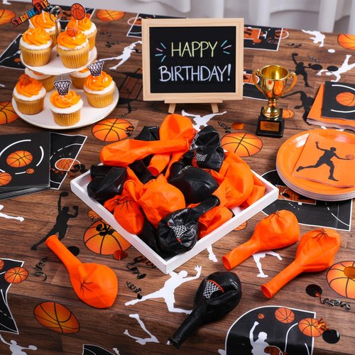Censen 45 Pieces Basketball Balloons Party Decorations 12 Inch Basketball Latex Balloons for Sports Themed Birthday Party Decoration Supplies