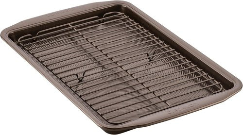 Circulon Nonstick Bakeware Set - Nonstick Cookie Sheet & Cooling Rack | 2-Piece, Chocolate Brown