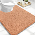 OLANLY U-Shaped Toilet Rugs - Extra Soft Chenille, Quick-Dry, Non-Slip Bath Mat | 24x20, Peach