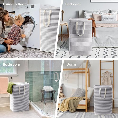 Lifewit Laundry Basket - 80L Collapsible Hamper with Reinforced Handles | Waterproof Grey Design