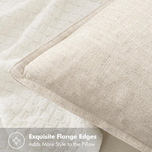 MIULEE Decorative Linen Euro Sham Pillow Covers 28x28 Inch Natural Beige Boho FarmhouseNeutral Couch Throw Pillows for Bed Pack of 2 Accent Modern Pillowcase Sofa Livingroom Home Decor