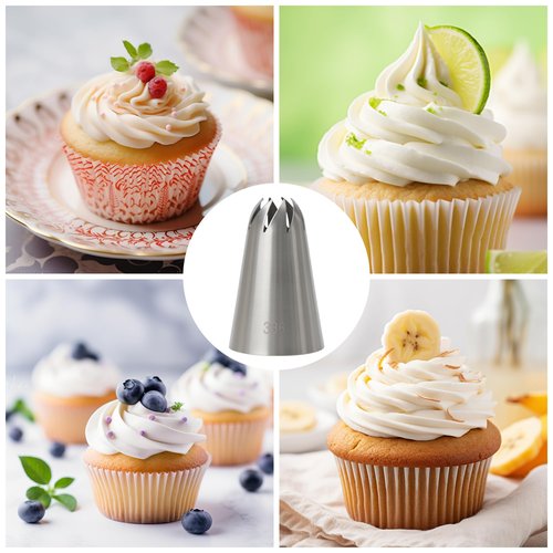 Closed Star Piping Tip #336 – 4Pcs Large Stainless Steel Pastry Tube Nozzle Tips for Cake Decorating, Frosting, Cream, Icing, Cupcakes, Swirls, Roses, Snow Tops, Cookies & Baking