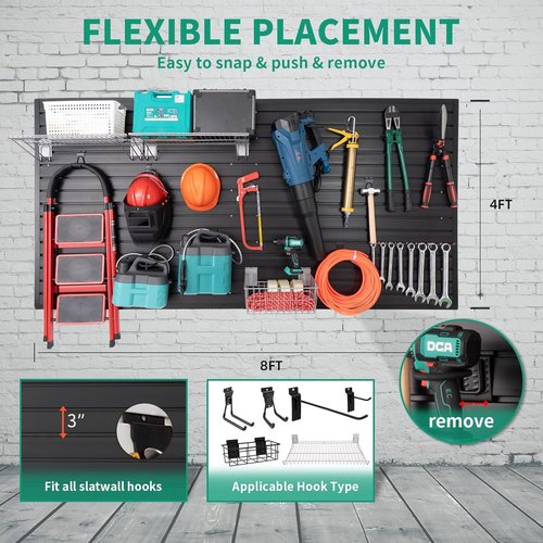 FRAYSCENT Slat Wall Paneling - Durable 4'x8' Slate PVC Panels for Garage Storage & Organization