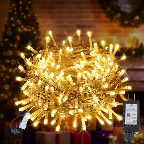 33 FT 100LEDs Christmas Lights Plug in,Outdoor Indoor Connectable Fairy Lights with Timer and 8 Modes,Christmas Tree Lights for Garden Party Wedding Christmas Decoration(Warm White)