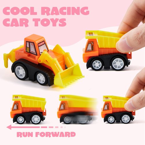 JOYIN 28 Valentine's Day Mini Construction Vehicle Greeting Cards for Kids Classroom Exchange Prizes, Construction Truck Toys Party Favor Gifts