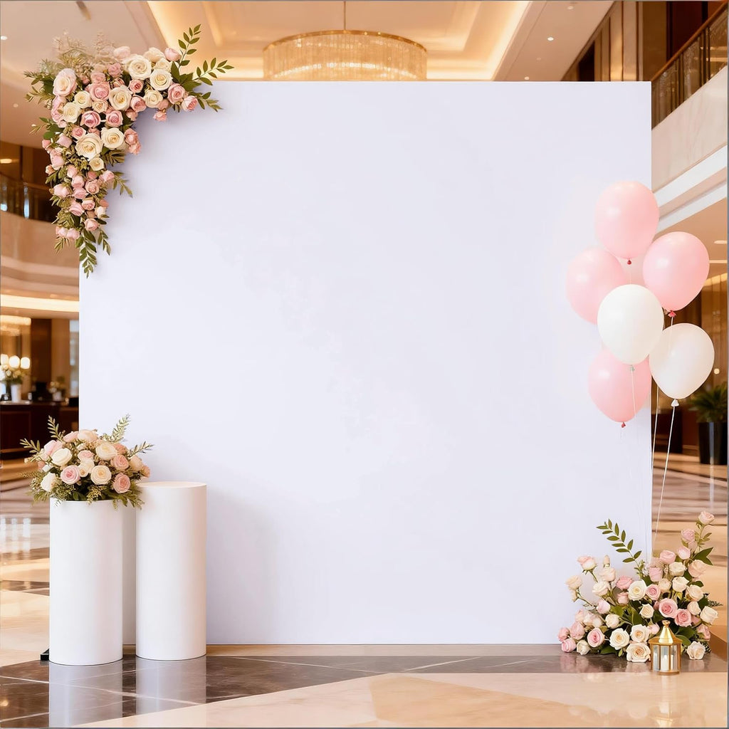 White Square Backdrop Cover by [Brand Name] - 6.6 x 6.6 FT Spandex Rectangle for Weddings & Events