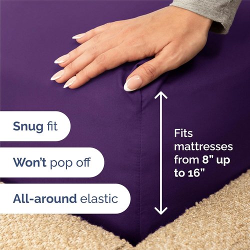 King Size 4 Piece Sheet Set - Ultra-Soft Cooling Bed Sheets | Hotel Luxury Bedding - Deep Pockets, Wrinkle-Free - Oeko-Tex Certified - Purple