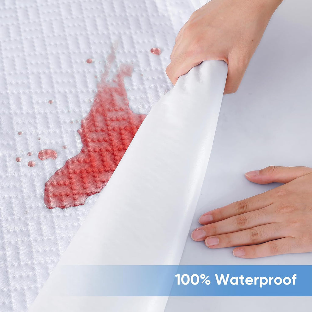 Skiennix Cooling Waterproof Mattress Protector - Soft, Breathable Queen Size Cover for Deep Pocket (8''-21'')