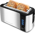 Elite Gourmet ECT-3100 4-Slice Long Slot Toaster - Extra Wide Slots for Bagels & Texas Toast - Stainless Steel Finish