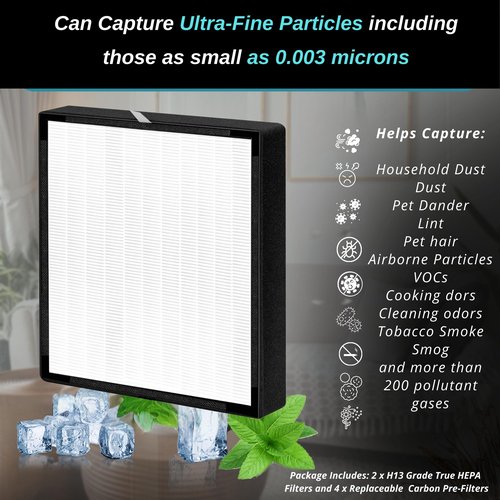 2 pack - BF35 True Hepa Filter Replacement - for BreatheSmart Classic Air Purifier - Compatible with BF35 Includes 2 H13 Grade True Hepa Filters & 4 Carbon Pre-Filters