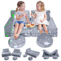 MeMoreCool Kids Play Couch, 8-Piece Modular Toddler Couch with Glow in The Dark Stars – Convertible Fort Builder Kids Sofa, Soft Foam Indoor Climbing Furniture with Washable Covers for Boys and Girls