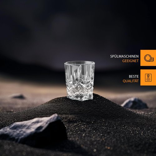 Nachtmann Noblesse Collection - Set of 4 Premium Crystal Clear Shot Glasses, 2-Ounce Capacity - Perfect for Whiskey, Tequila, Vodka - Dishwasher Safe