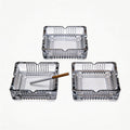 ZSHNYUKX 3 Pack 4 inch Square Glass Ashtray, Clear Thick Tempered Glass Cigarette Ash Tray, Easy Clean Heavy Duty Smoke Tray for Home Office Outdoor Party Decoration