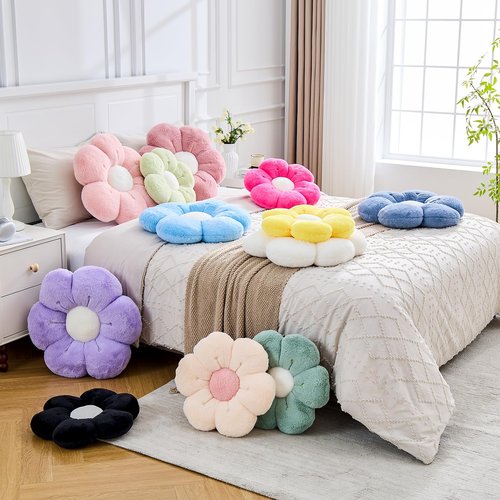 VBGYA Pink Flower Pillow Cute Flower Shaped Decorative Pillow 14.9" Daisy Pillow Aesthetic Home Decor Floral Throw Pillows Floor Seat Cushion for Xmas Bedroom Couch