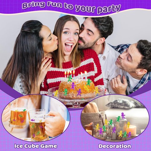 jojnawa 48 PCS King Cake Babies 1 Inch – Mardi Gras Baby for King Cake, Tiny Babies for Baby Shower Favors & Mardi Gras Party Decorations, Purple Green Gold, 48 Pack