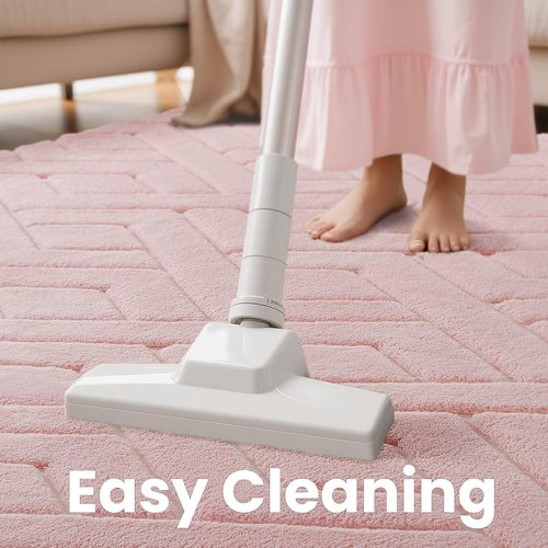 Macgace Ultra Soft Pink Area Rug for Girls Bedroom, 4x6 Modern Geometric Shag Rugs with Nonslip Backing for Living Room, Washable Fuzzy Carpet for Cozy Kids Room Nursery