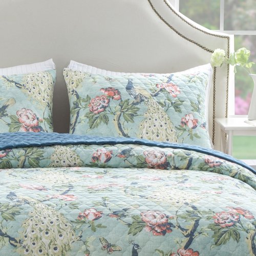 Greenland Home Pavona Enchanted Garden Quilted Pillow Sham, Standard 20x26-inch